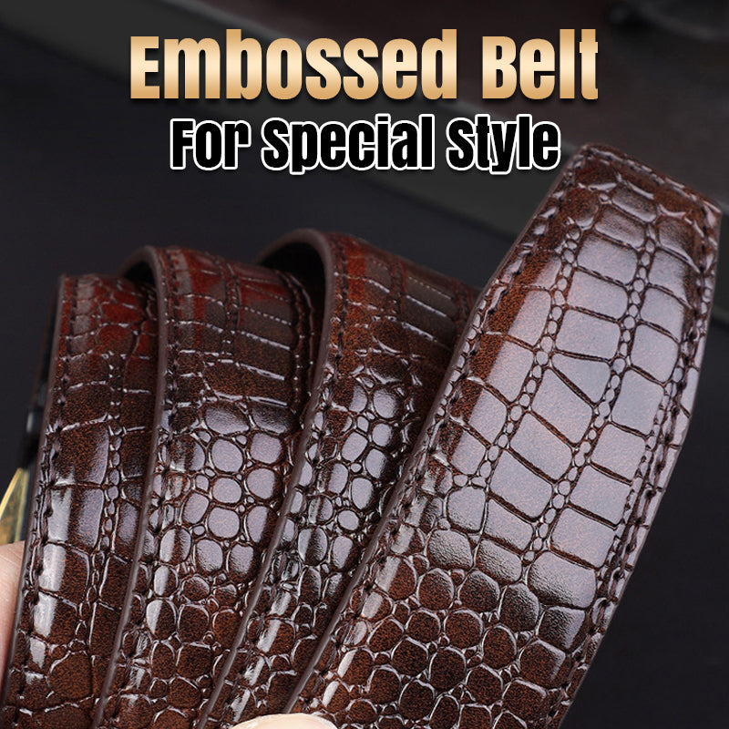 ✨New Arrival✨Men's Crocodile-Patterned Automatic Buckle Belt-3
