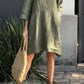 💝Casual solid color cotton and linen dress