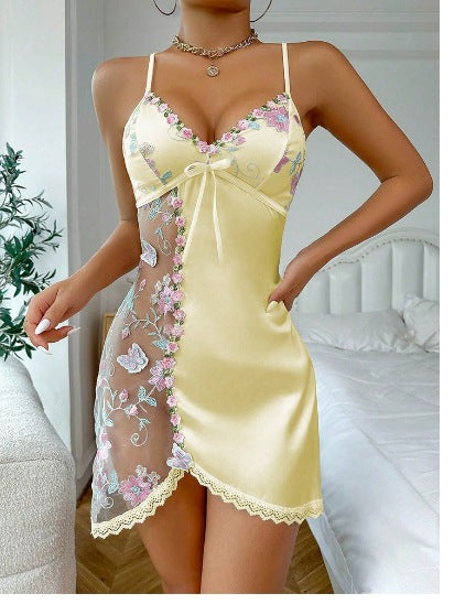 🔥2025 HOT SALE🔥 FLORAL LACE OPEN BACK SATIN NIGHTGOWN🤩-16