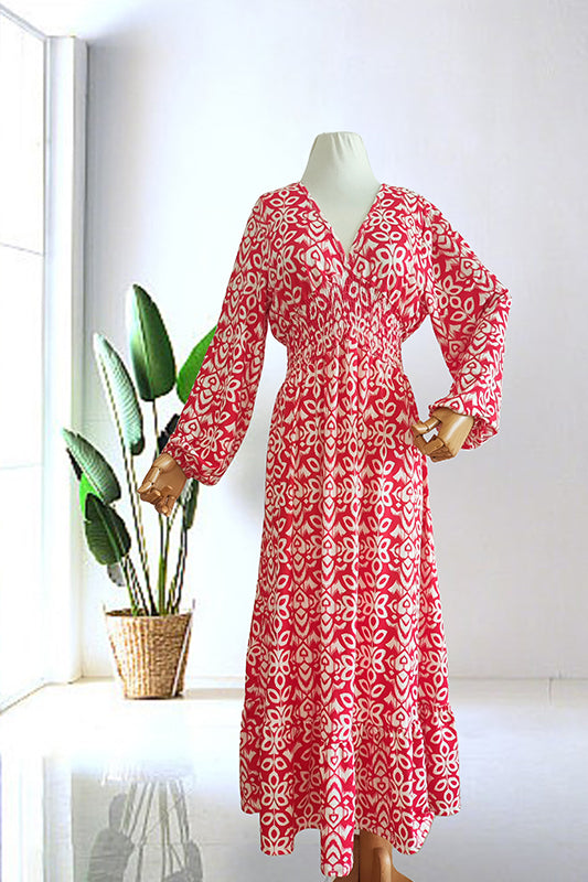 🔥SUMMER SALE 53% OFF 👗New Floral Print V Neck-Long Dress-8