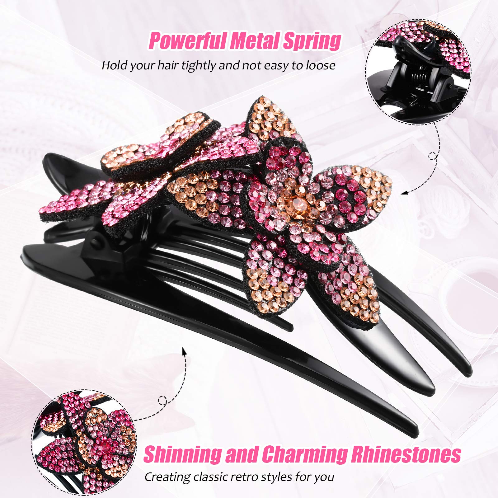 Buy more, get more free🏵️Rhinestone Double Flower Hairpin-4