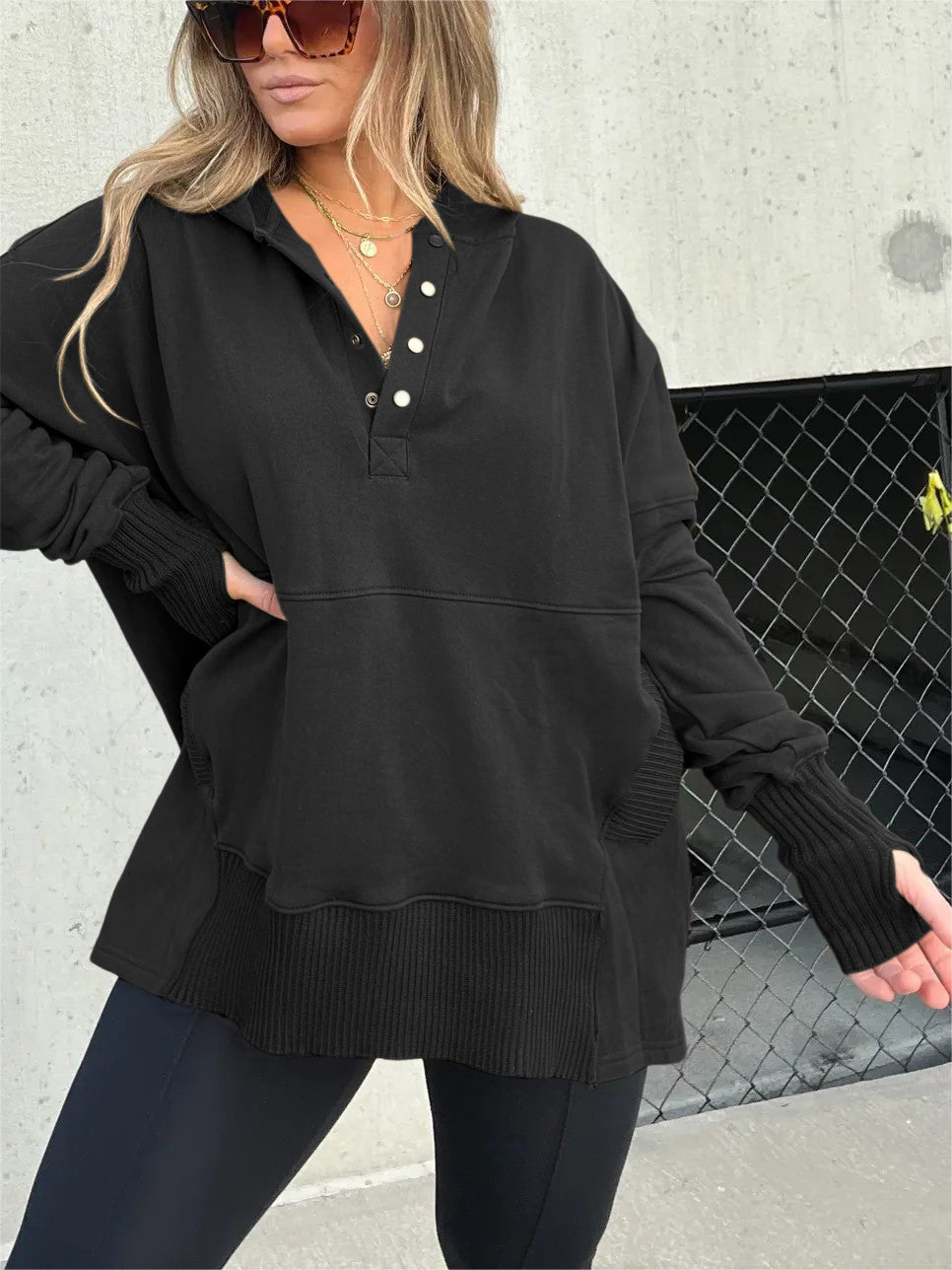 🔥2024 NEW WOMEN'S OVERSIZED HOODIE WITH THUMB HOLES-3