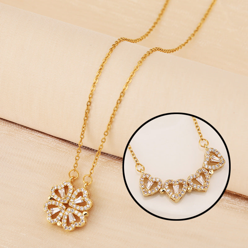 🎁Best Chrstmas Gift🎁 Lucky four-leaf clover & heart-shaped necklace-9