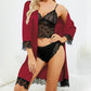 Lace Satin Suspender Nightgown Four-piece Set-1