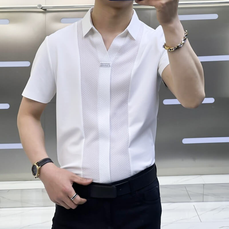 ⏳Men’s Business Casual Patchwork Shirt-4