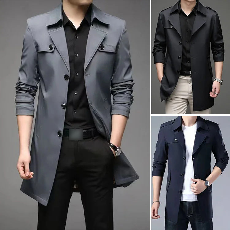 🔥Hot Sale 56% off🔥Mid-length Business Style Trench Coat-4