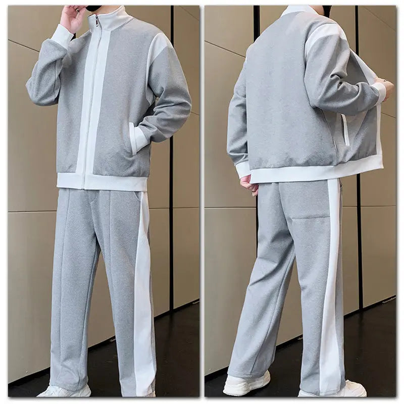 🍁Autumn New Releases🍁Men's Outfit Casual 2 Piece Contrast Sports Jogging Tracksuits Set-4