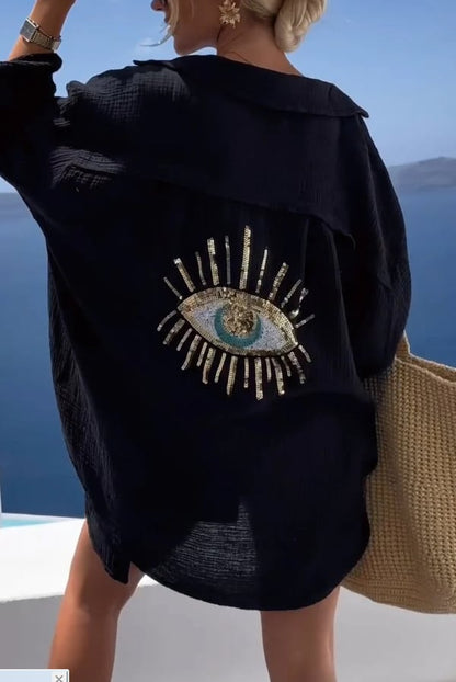 🎁2025 Neues lässiges Hemd mit Pailletten und Perlen