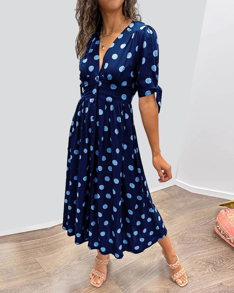 🌷Limited Time 53% OFF💞💃Deep V-neck polka-dot dress-6
