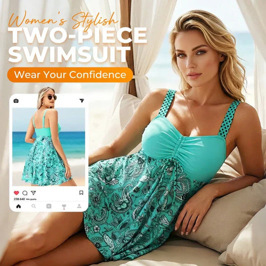 🔥 Women’s Tummy Control Swimdress with Shorts 👙🏖️