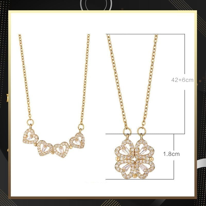 🎁Best Chrstmas Gift🎁 Lucky four-leaf clover & heart-shaped necklace-1