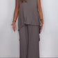 💖LAST DAY SALE 50% OFF💖Laney Pleated Short Sleeve Irregular Midi Top and Elastic Waist Wide Leg Pants Set✨-5