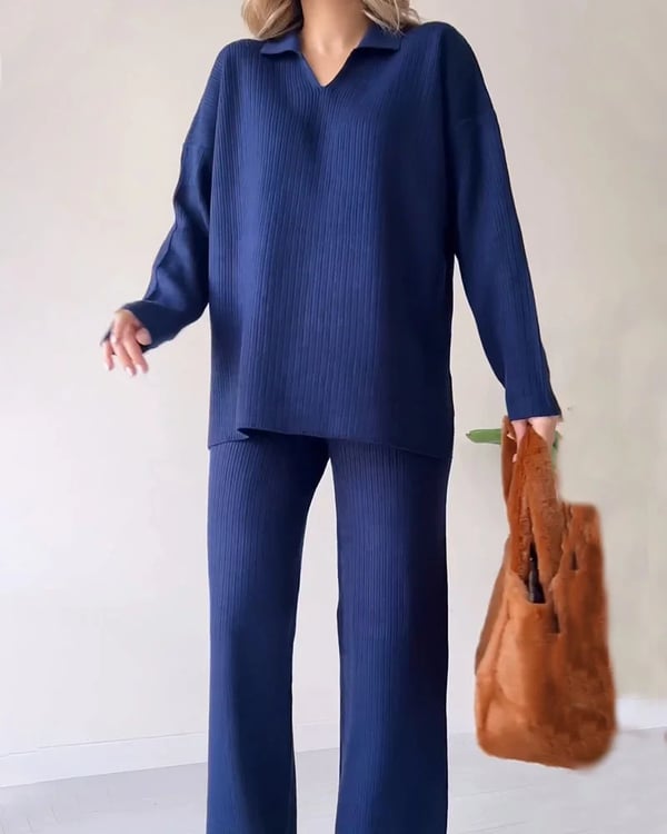 🔥Hot Sale 39% OFF🎁V-Neck Casual Slit Knitted Two-Piece Set-9