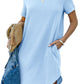 🌈2024 Women's Casual Short Sleeve T Shirt Dress Basic Dresses with Pockets-2