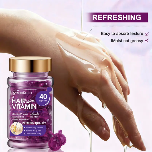 Hair Vitamin Serum Capsules - with Moroccan Oil, Keratin & Vitamins for Smooth, Frizz-Free Hair | Premium Hair Care