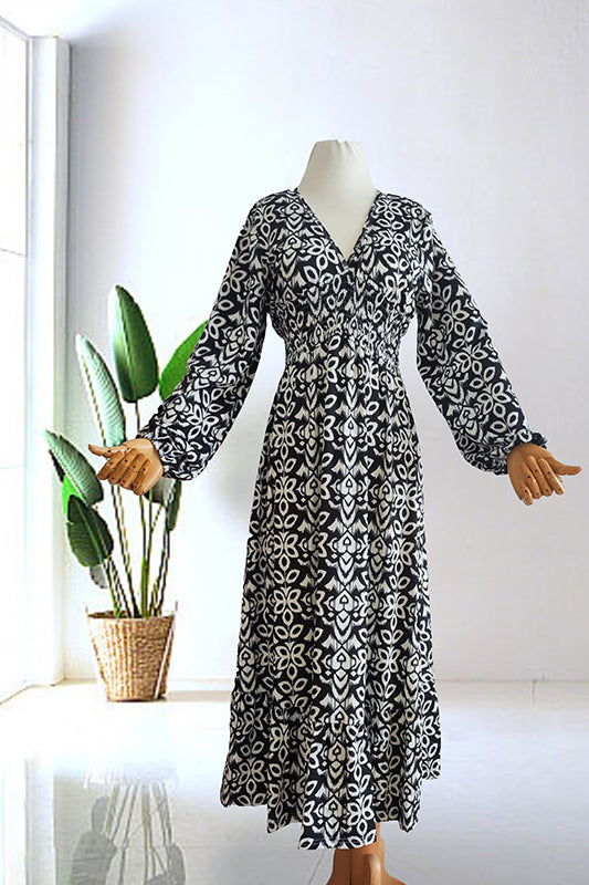 🔥SUMMER SALE 53% OFF 👗New Floral Print V Neck-Long Dress-9