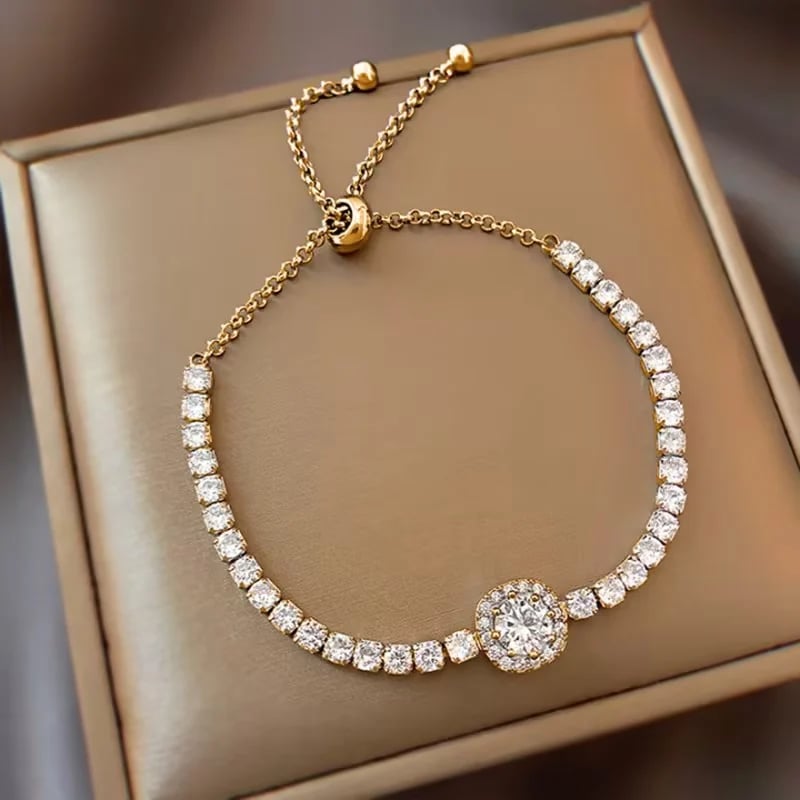 💖HOT SALE 50% OFF💖✨Copper Inlaid Cubic Zirconia Stone Bracelet, Exquisite Luxury Women Sparkly Accessory-2