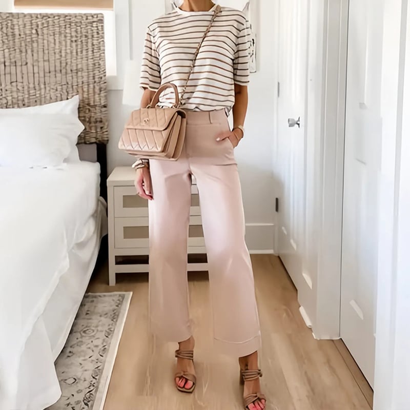🔥2024 HOT SALE🔥Stretch Twill Cropped Wide Leg Pants-13
