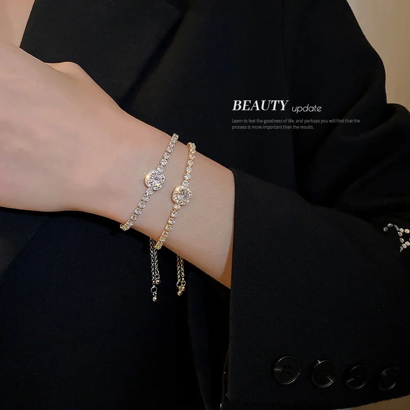 💖HOT SALE 50% OFF💖✨Copper Inlaid Cubic Zirconia Stone Bracelet, Exquisite Luxury Women Sparkly Accessory-5