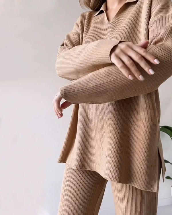 🔥Hot Sale 39% OFF🎁V-Neck Casual Slit Knitted Two-Piece Set-7