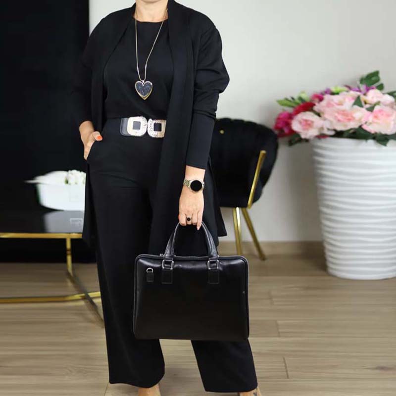 ⏳Time-Limited Special⏰Elegant 3-piece set including long cardigan, top and pants💞-13