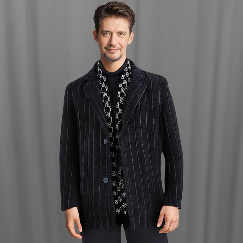 🎅Christmas Pre-sale🎁Men’s Stylish Notched Lapel Winter Tweed Jacket with White Duck Down Lining-1