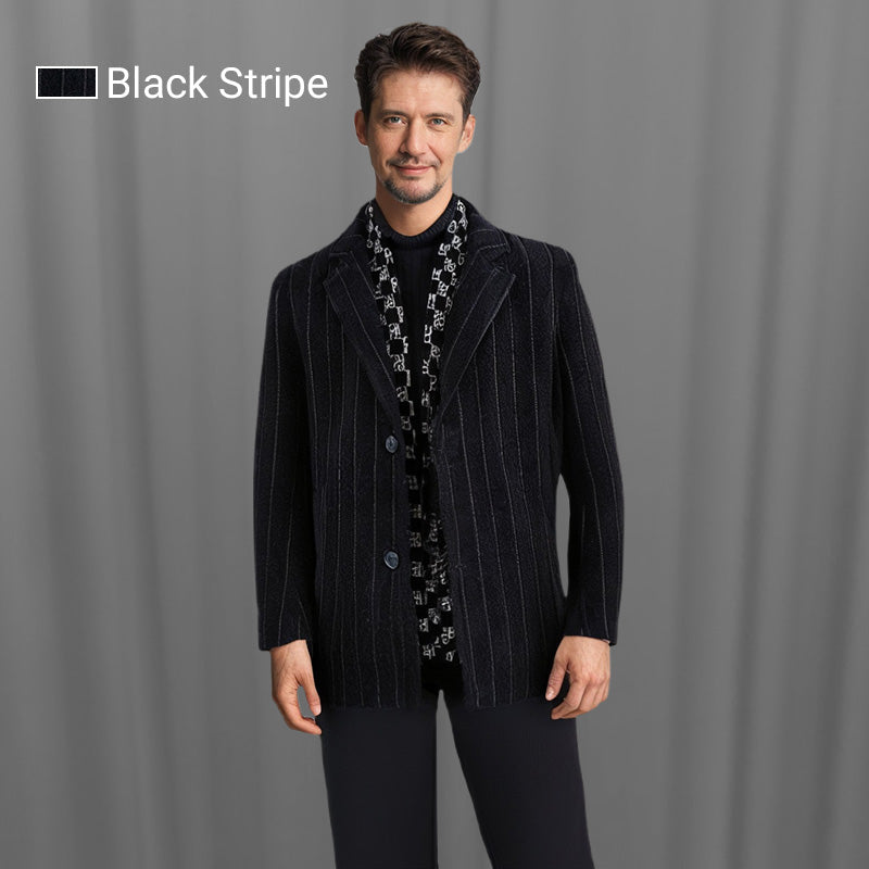 🎅Christmas Pre-sale🎁Men’s Stylish Notched Lapel Winter Tweed Jacket with White Duck Down Lining-10