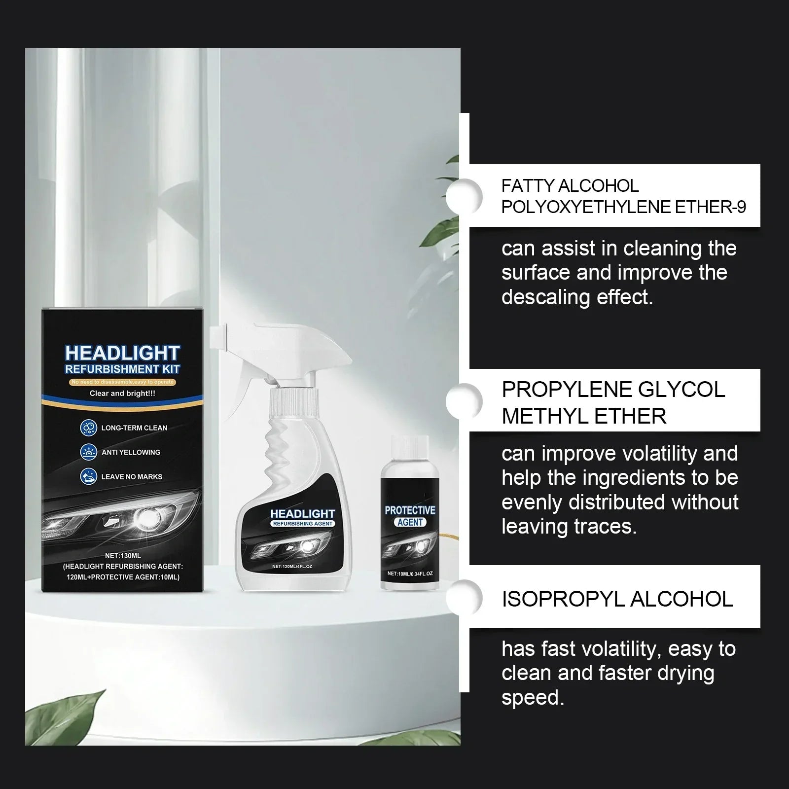 180ml Professional Car Headlight Restorer with Sponge🧽🚗-12