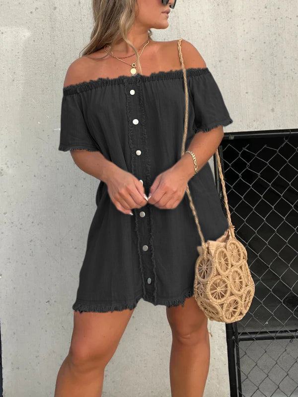 🔥HOT SALE💝Short Sleeve Casual Denim Dress（57% OFF）-8