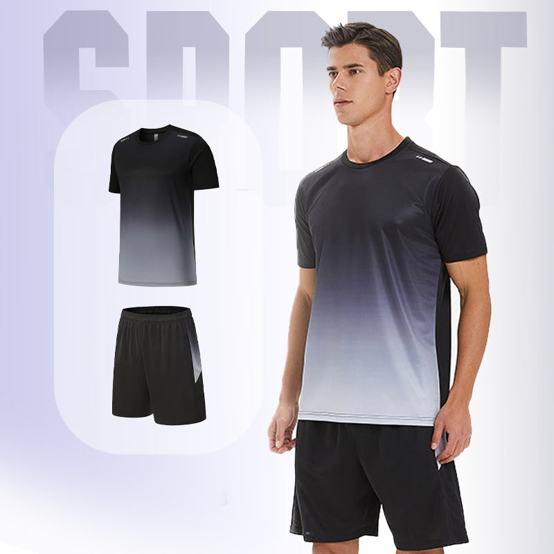 ☀️💦Men’s Loose-Fit Breathable Quick-Drying Athletic T-Shirt & Shorts Tracksuit-1