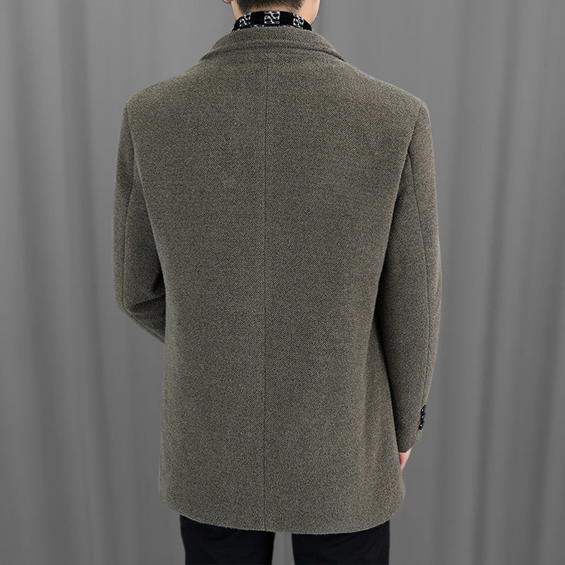 🎅Christmas Pre-sale🎁Men’s Stylish Notched Lapel Winter Tweed Jacket with White Duck Down Lining-3