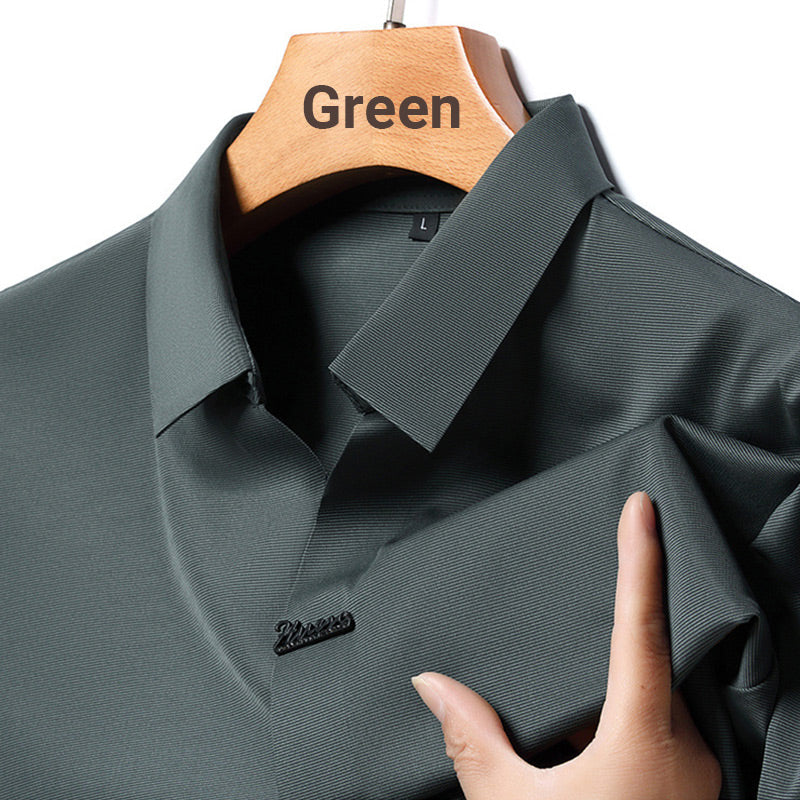 🔥Men’s Casual Lapel Breathable Wrinkle-free T-shirt-12