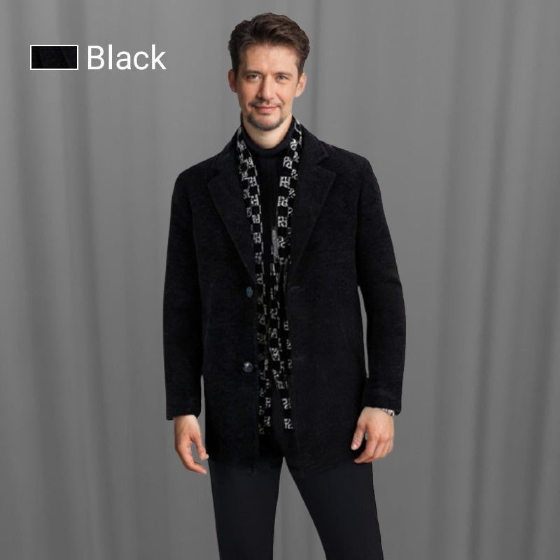 🎅Christmas Pre-sale🎁Men’s Stylish Notched Lapel Winter Tweed Jacket with White Duck Down Lining-11