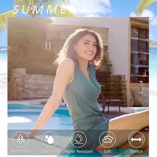 😍Swim Romper Built-in Bra & Shorts with Pockets👗-1