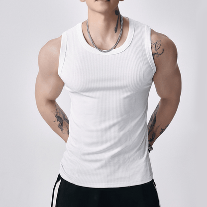 🔥 Men's  Wide Strap Ribbed Tank Top