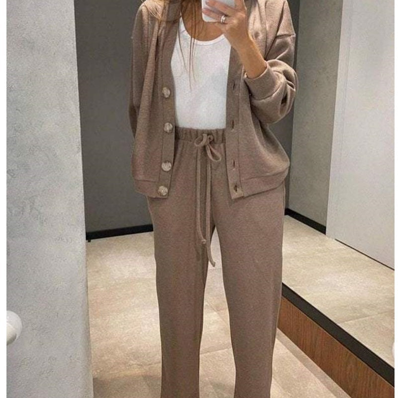 ⏳Limited Sale 50% OFF🌸Women's Knitted Buttoned Jacket and Pants Two-piece Set-4