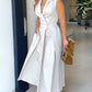 🔥Hot Sale 33% off💃Sleeveless Solid Color Lapel Midi Dresses✈️Buy 2 free shipping-6