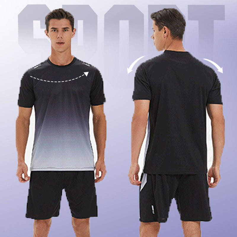 ☀️💦Men’s Loose-Fit Breathable Quick-Drying Athletic T-Shirt & Shorts Tracksuit-4