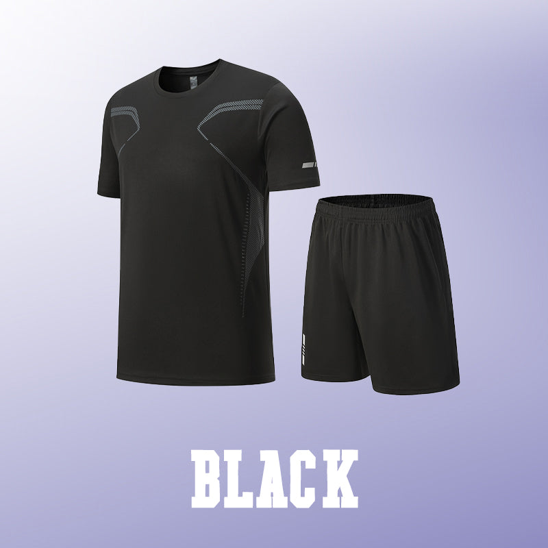 ☀️💦Men’s Loose-Fit Breathable Quick-Drying Athletic T-Shirt & Shorts Tracksuit-14