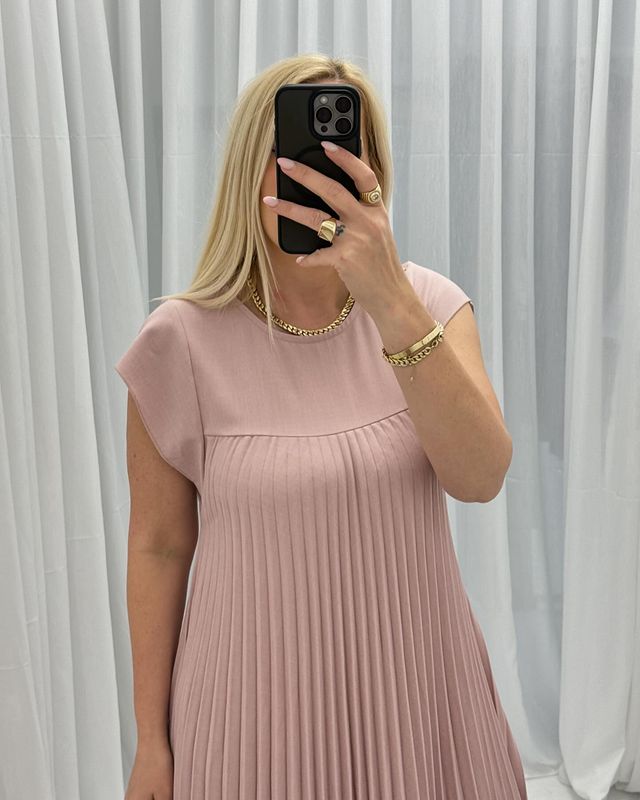 🔥HOT SALE🔥Sleeveless pleated simple solid colour dress-22