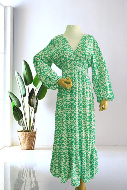 🔥SUMMER SALE 53% OFF 👗New Floral Print V Neck-Long Dress-15