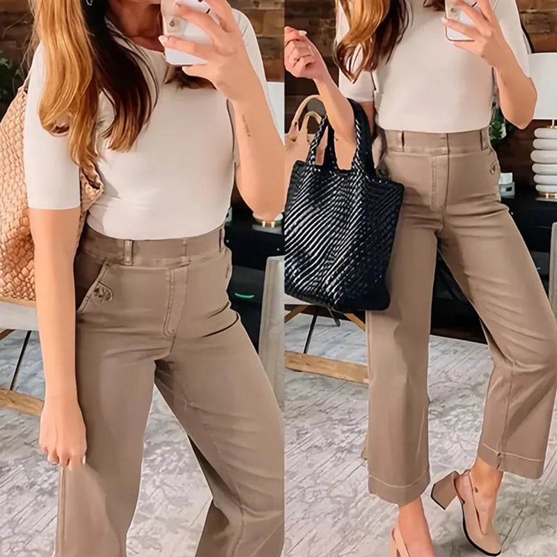 🔥2024 HOT SALE🔥Stretch Twill Cropped Wide Leg Pants-21