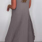 💖LAST DAY SALE 50% OFF💖Laney Pleated Short Sleeve Irregular Midi Top and Elastic Waist Wide Leg Pants Set✨-4