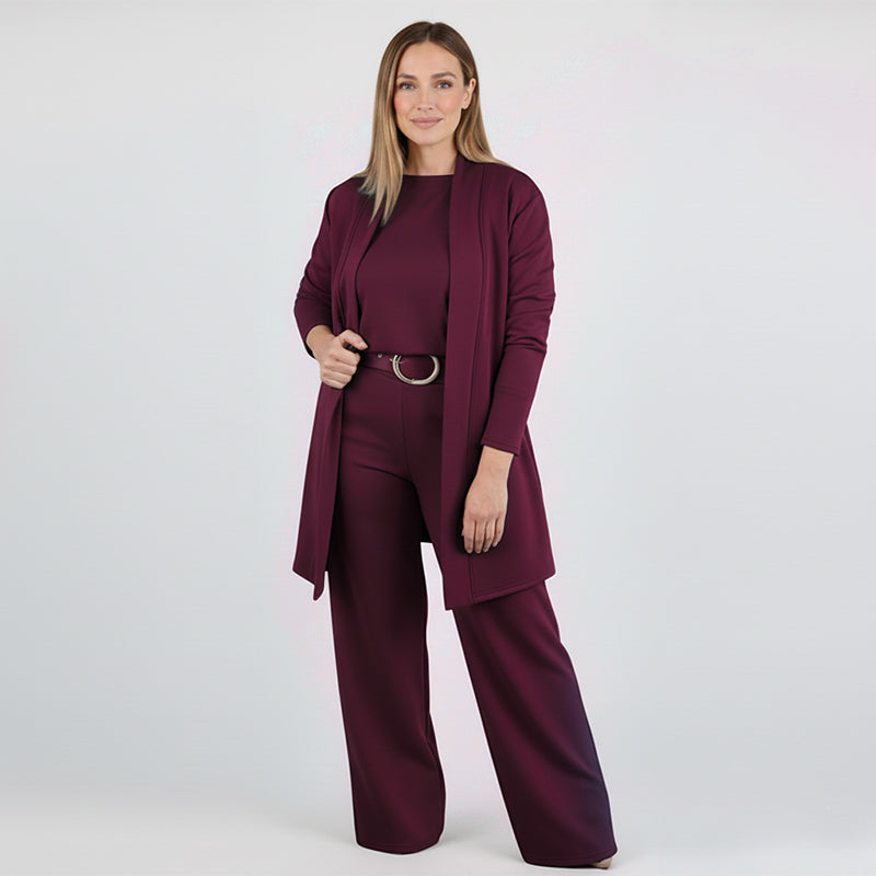 ⏳Time-Limited Special⏰Elegant 3-piece set including long cardigan, top and pants💞-21