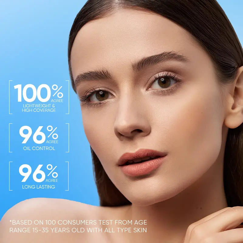 ❤️New Shade Launch❤️SKINTIFIC Velvet Matte Cushion Foundation Blue Ultra Cover Powder Foundation, 12h Oil-Control, Lightweight, Long-Lasting, Waterproof Korean Cushion Makeup-4