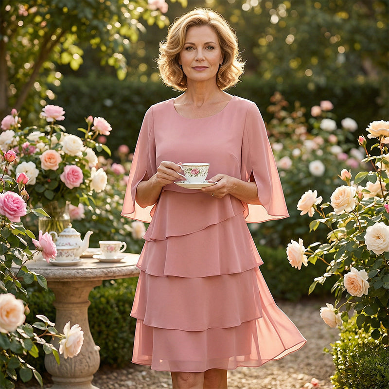 🎁Women's Elegant Layered Ruffle Sleeve Dress – Effortless Style for Every Occasion💃-4