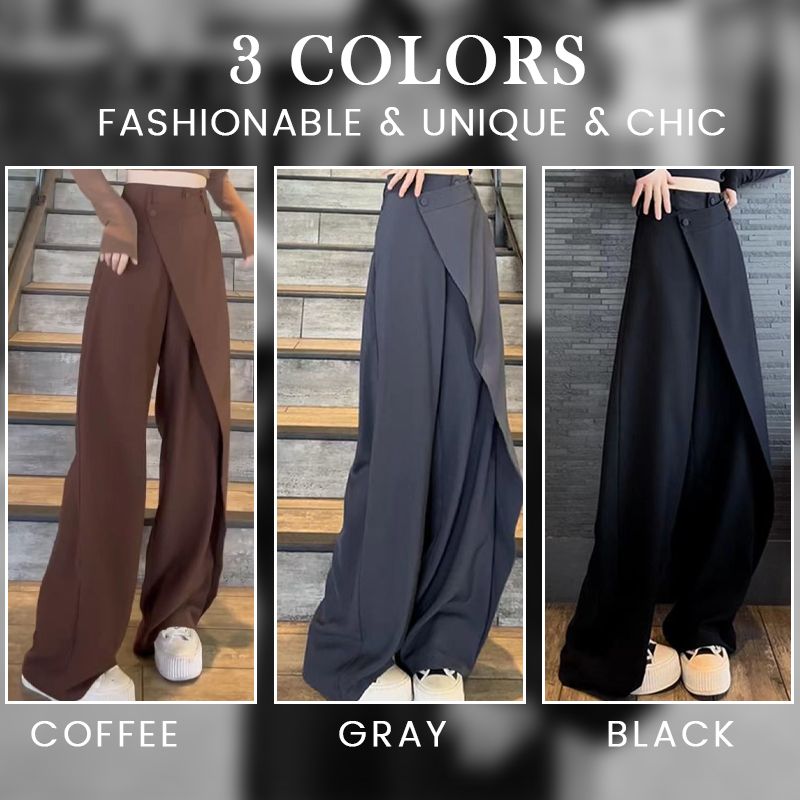 🔥HOT Sale🔥Women's Fashionable Irregular Patchwork Full-length Wide-leg Pants-4