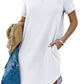 🌈2024 Women's Casual Short Sleeve T Shirt Dress Basic Dresses with Pockets-3