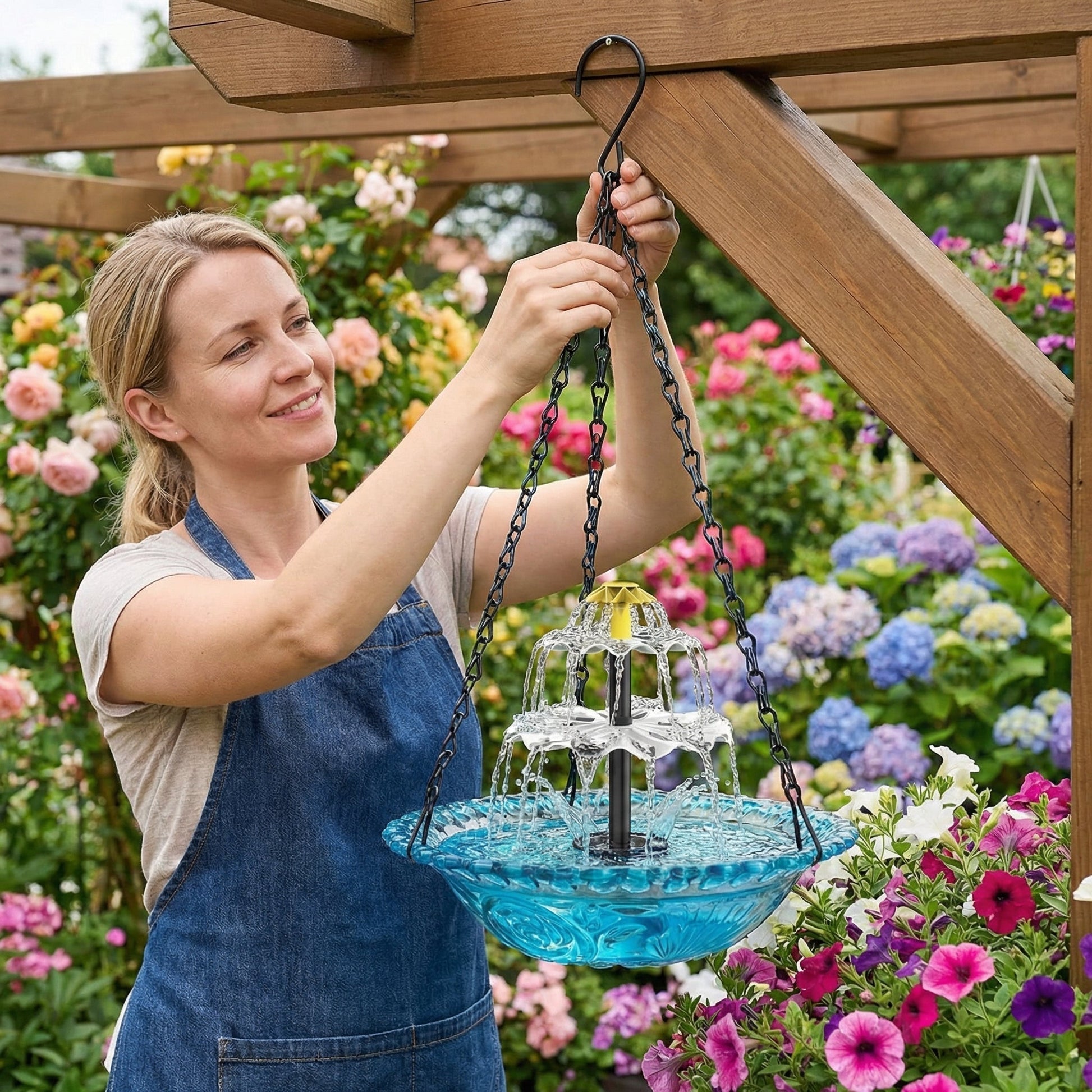 ✨2026 Spring special offer 80% off-🐦Solar Cascade Hanging Bird Bath Fountain-6
