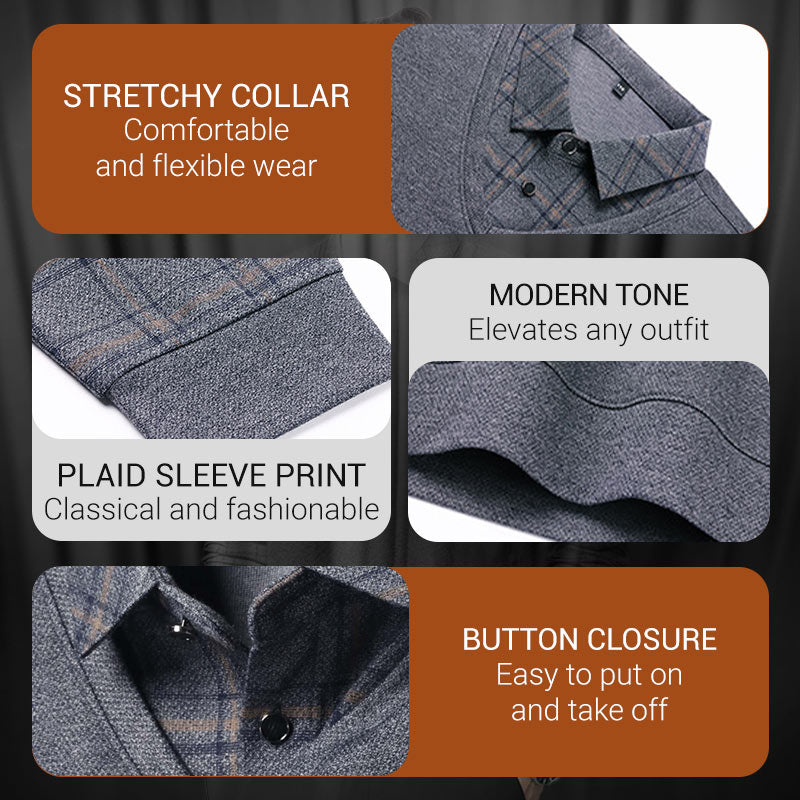 ✨New Arrival✨Men's Faux Two Piece Lapel Long-Sleeve Tops-5